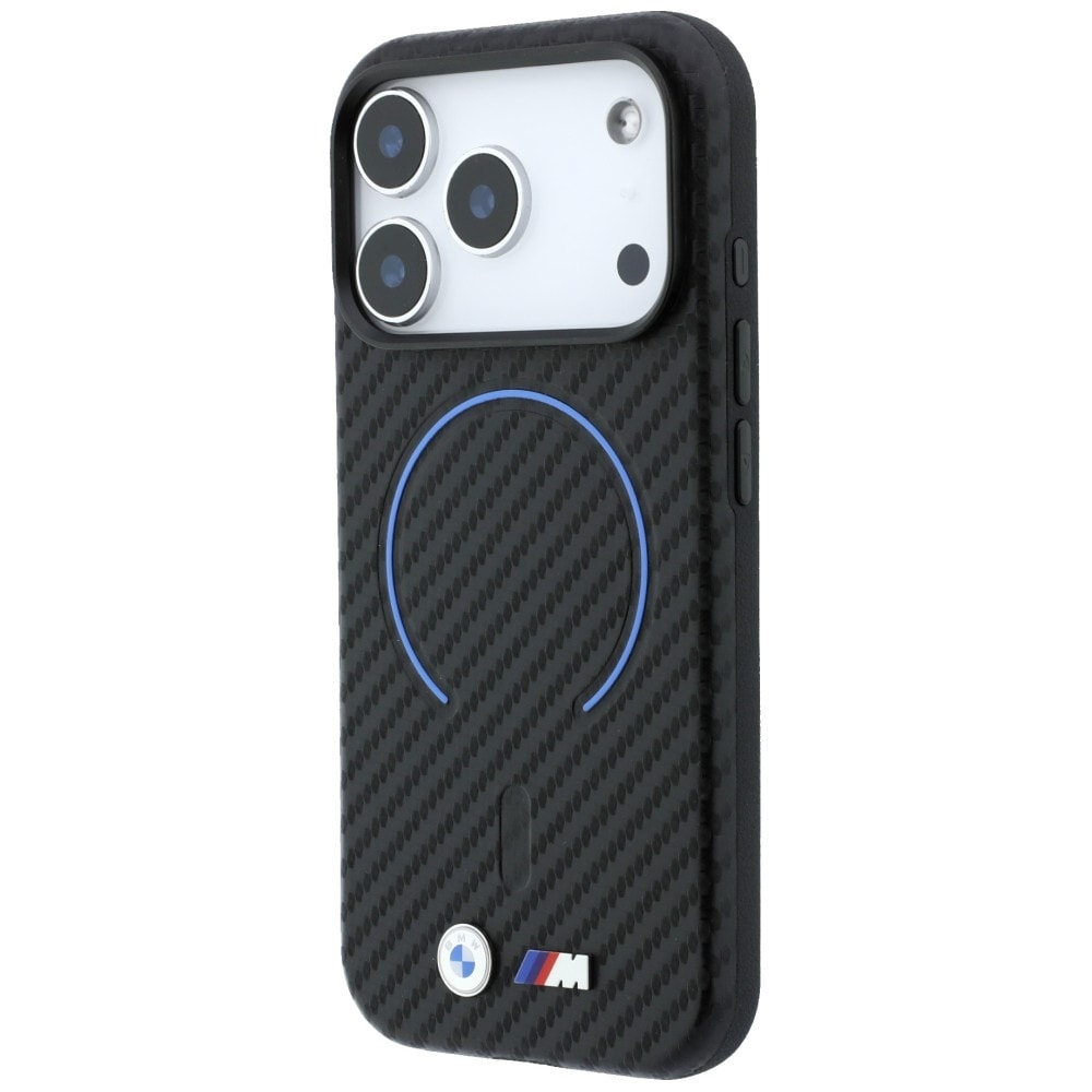 BMW M MagSafe-etui med karbonmønster for iPhone 17 Pro Max / 18 Pro Max – svart