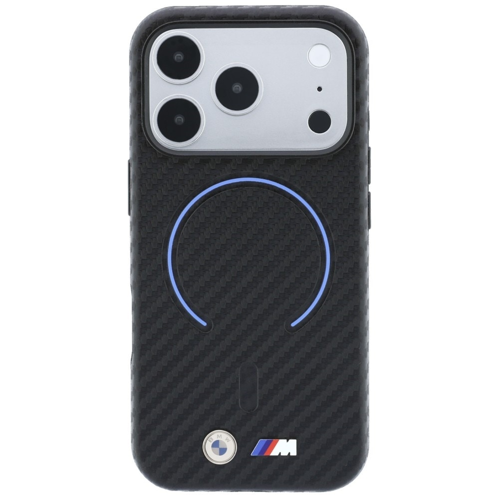 BMW M MagSafe-etui med karbonmønster for iPhone 17 Pro Max / 18 Pro Max – svart