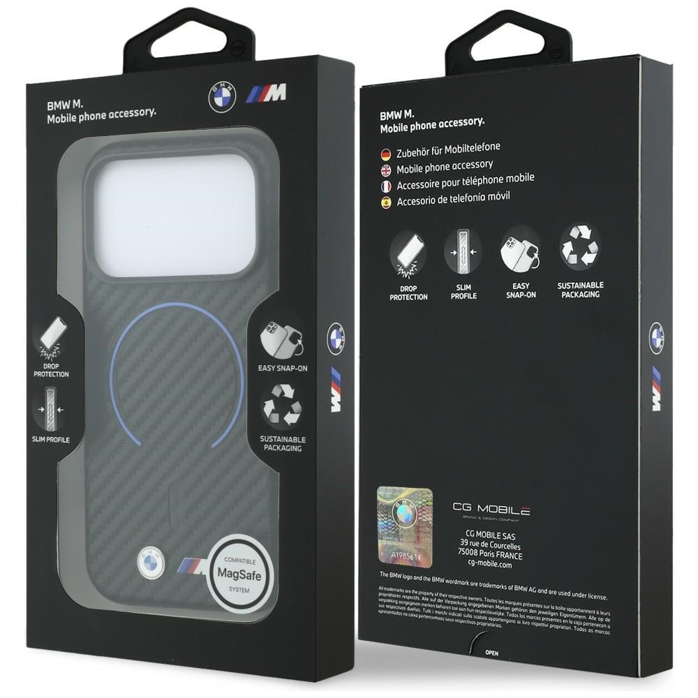BMW M MagSafe-etui med karbonmønster for iPhone 17 Pro Max / 18 Pro Max – svart