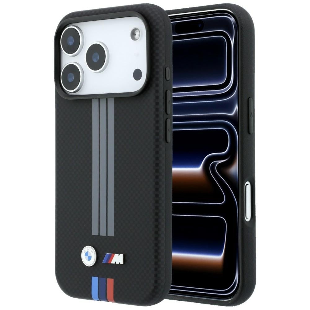 BMW M Quadrille Kevlar antrasitt trefarget mønster, MagSafe-etui til iPhone 17/18 Pro – svart