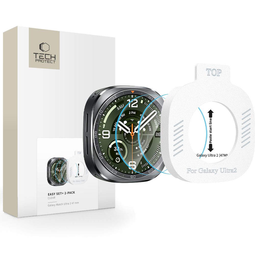 Tech-Protect Easy Set+ 2-pakning med herdet glass til Samsung Galaxy Watch Ultra 47 mm