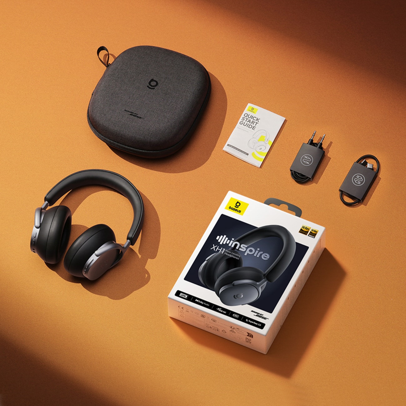 Baseus Inspire XH1 trådløse hodetelefoner – lyd fra Bose, ANC og Dolby Audio – Black Hole