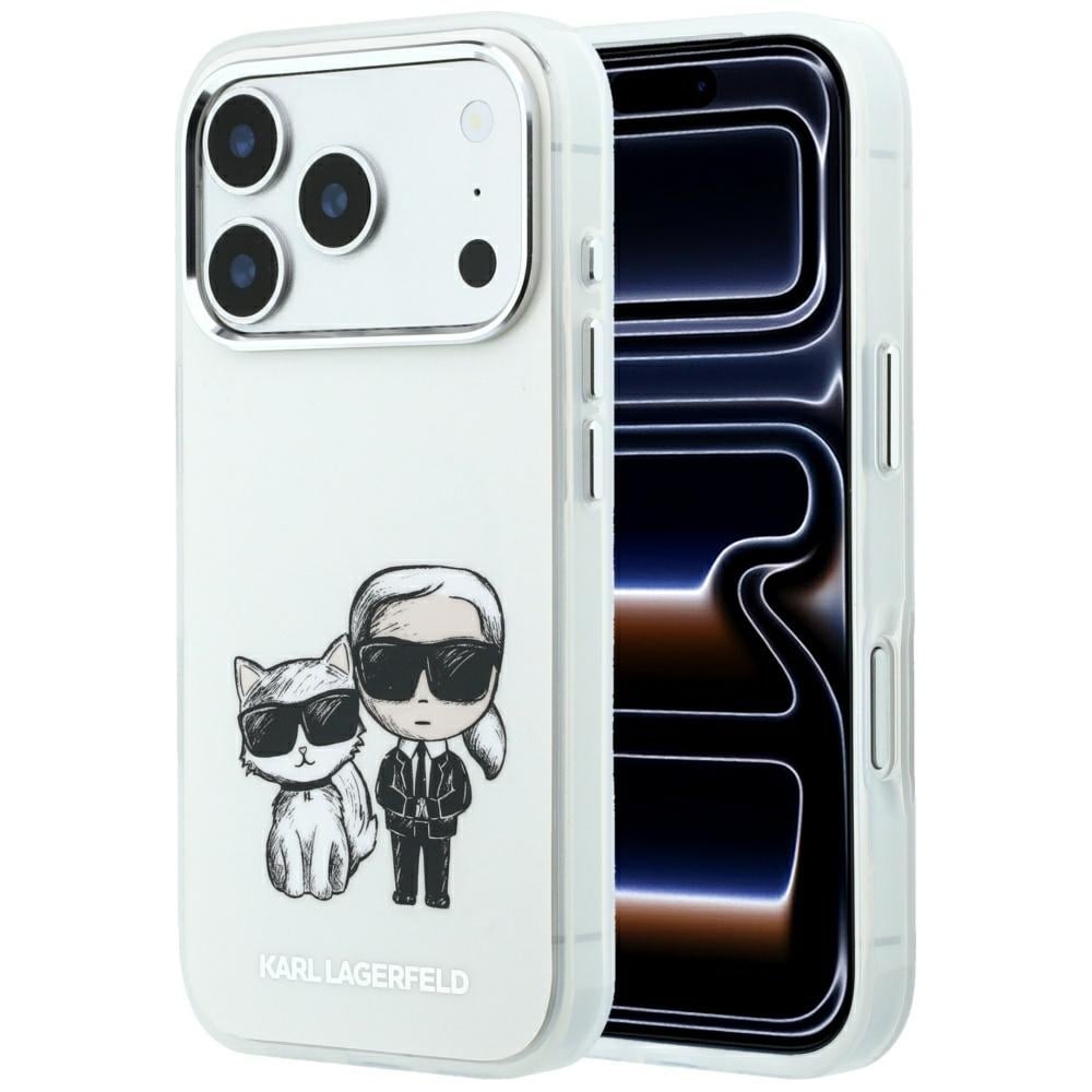 Karl Lagerfeld «Smooth Karl & Choupette Bodies»-skisse MagSafe-etui til iPhone 18/17 Pro Max, beige