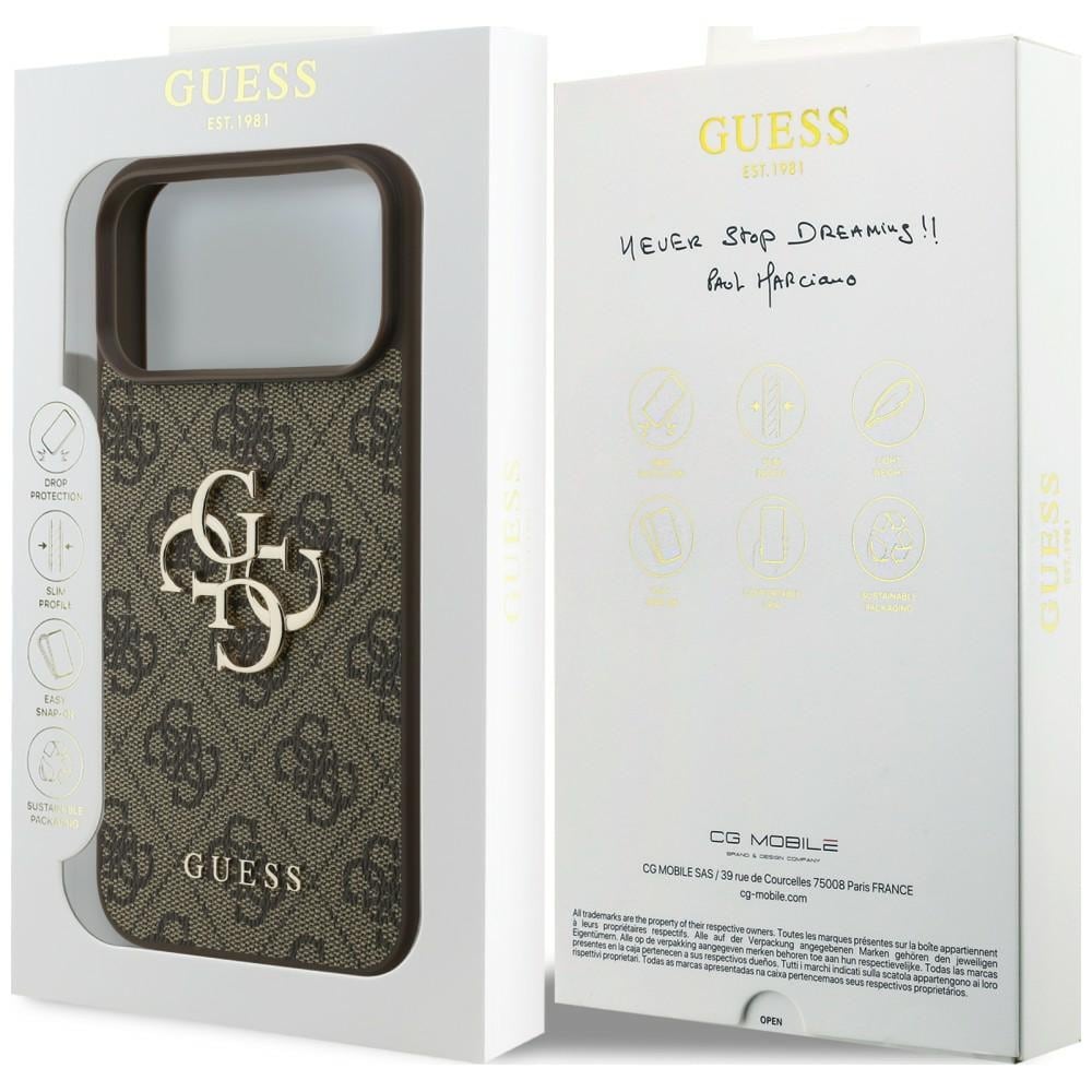Guess 4G-etui med stort logo for iPhone 17 Pro / 18 Pro – brun