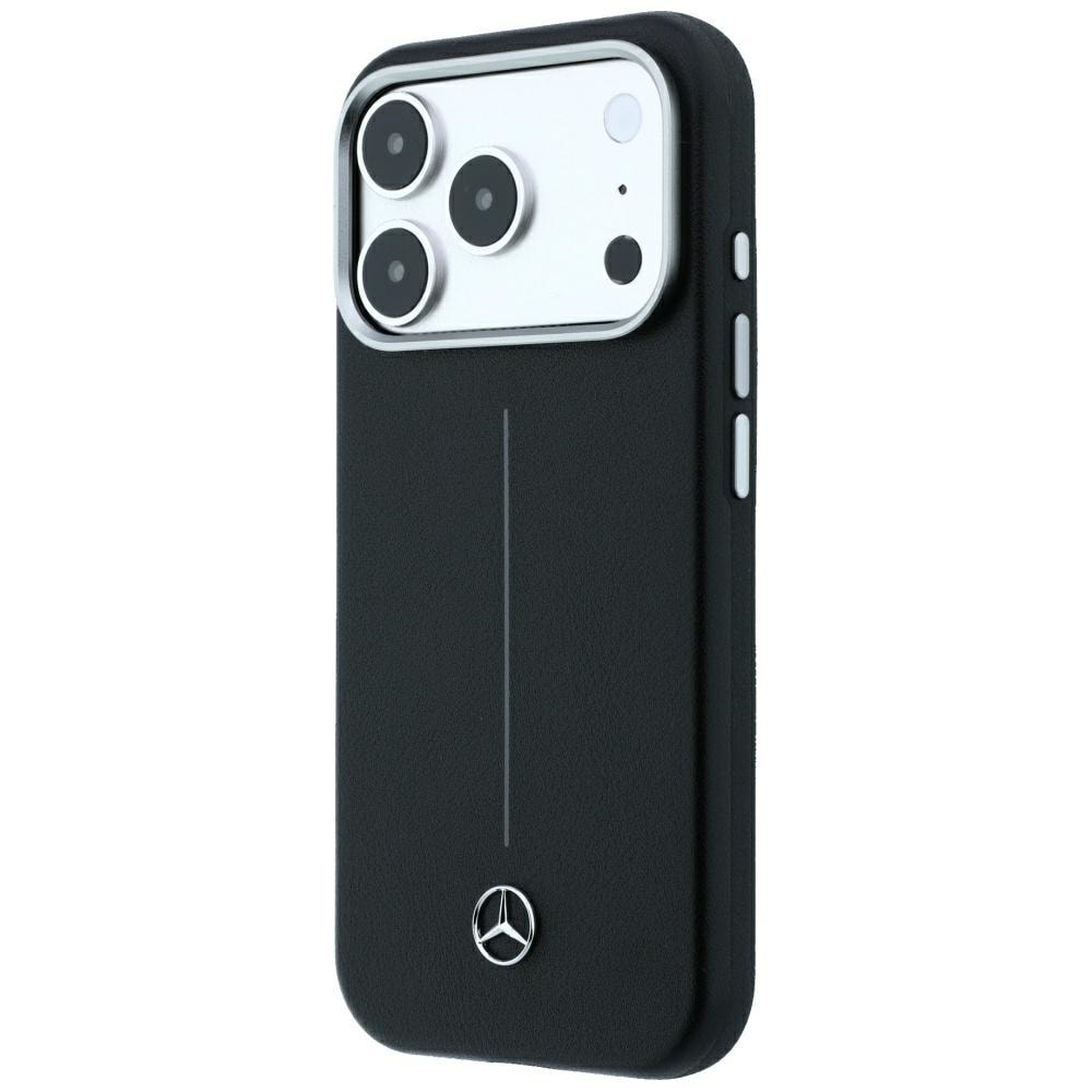 Mercedes skinnetui (delvis omslag) Iconic Line med MagSafe til iPhone 18/17 Pro Max – svart