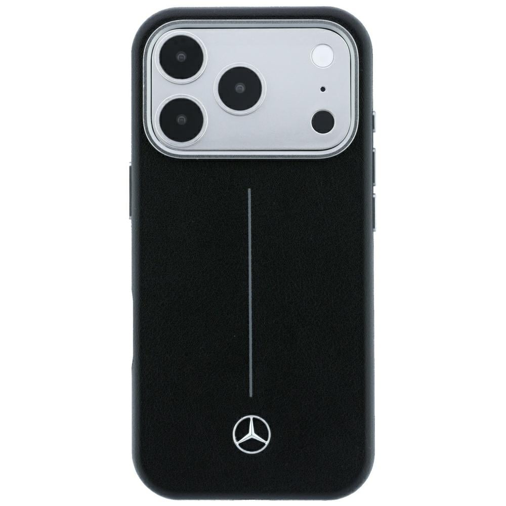 Mercedes skinnetui (delvis omslag) Iconic Line med MagSafe til iPhone 18/17 Pro Max – svart