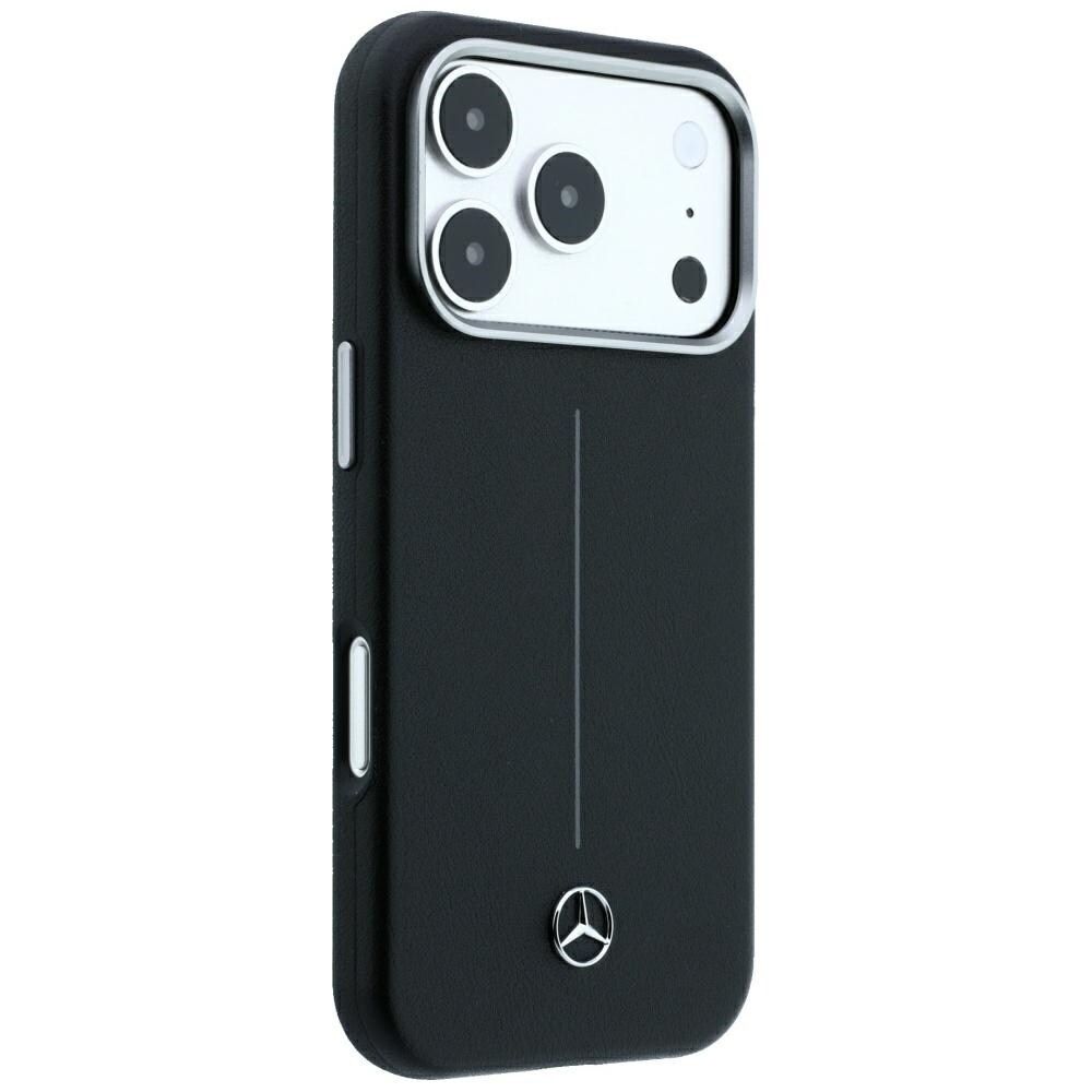 Mercedes skinnetui (delvis omslag) Iconic Line med MagSafe til iPhone 18/17 Pro Max – svart