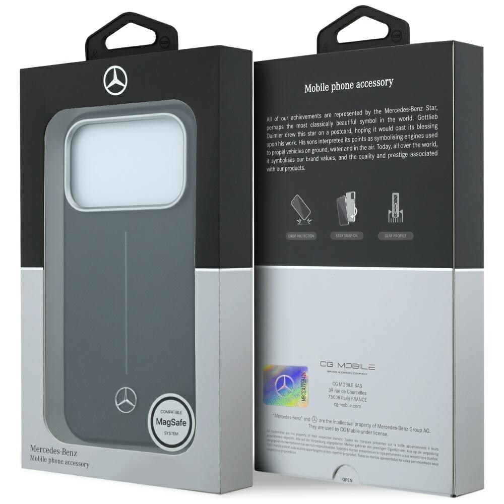 Mercedes skinnetui (delvis omslag) Iconic Line med MagSafe til iPhone 18/17 Pro Max – svart
