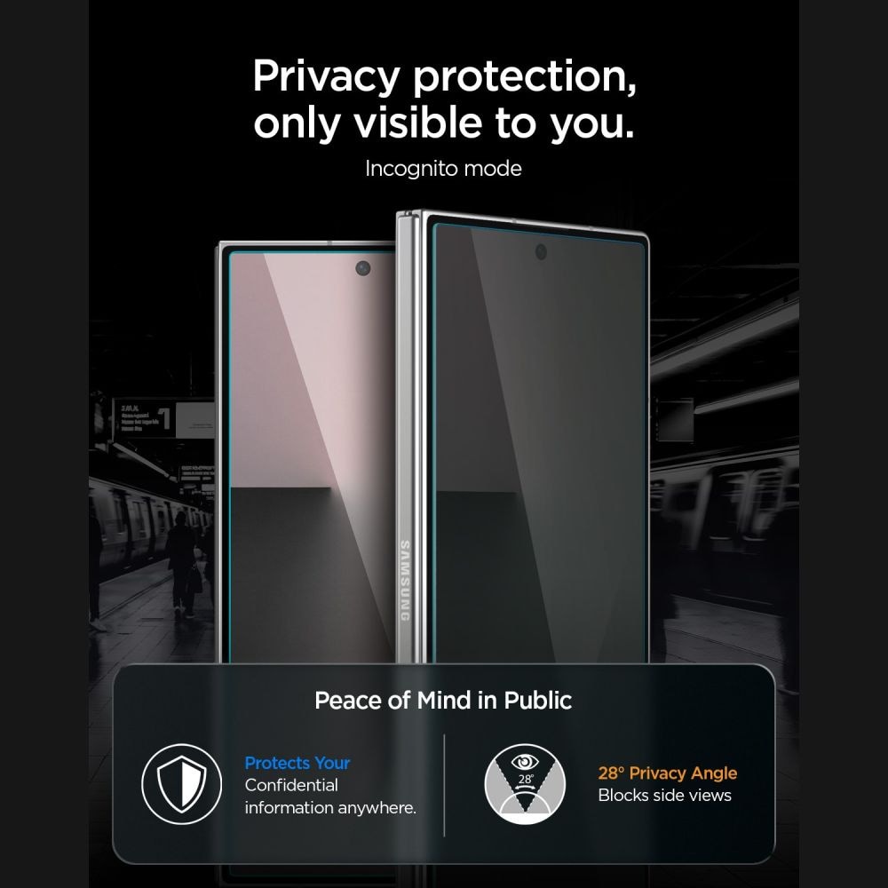 Spigen Glas.tR EZ Fit Pro HD Privacy – 2-pakk med herdet glass til Samsung Galaxy Z Fold 7/8 Ultra