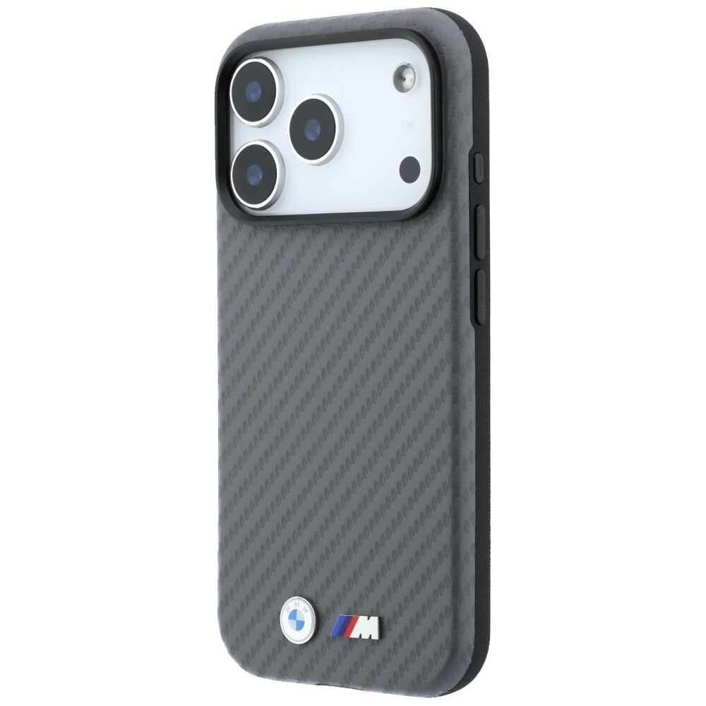 BMW M Carbon Metal-logo MagSafe-etui til iPhone 17 Pro / 18 Pro – grå