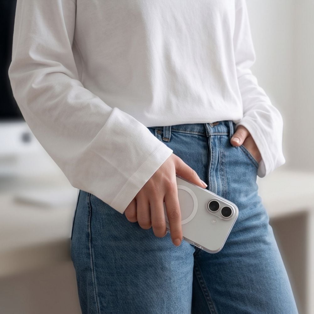 Tech-Protect MagZero MagSafe-etui til iPhone 17 – matt hvit