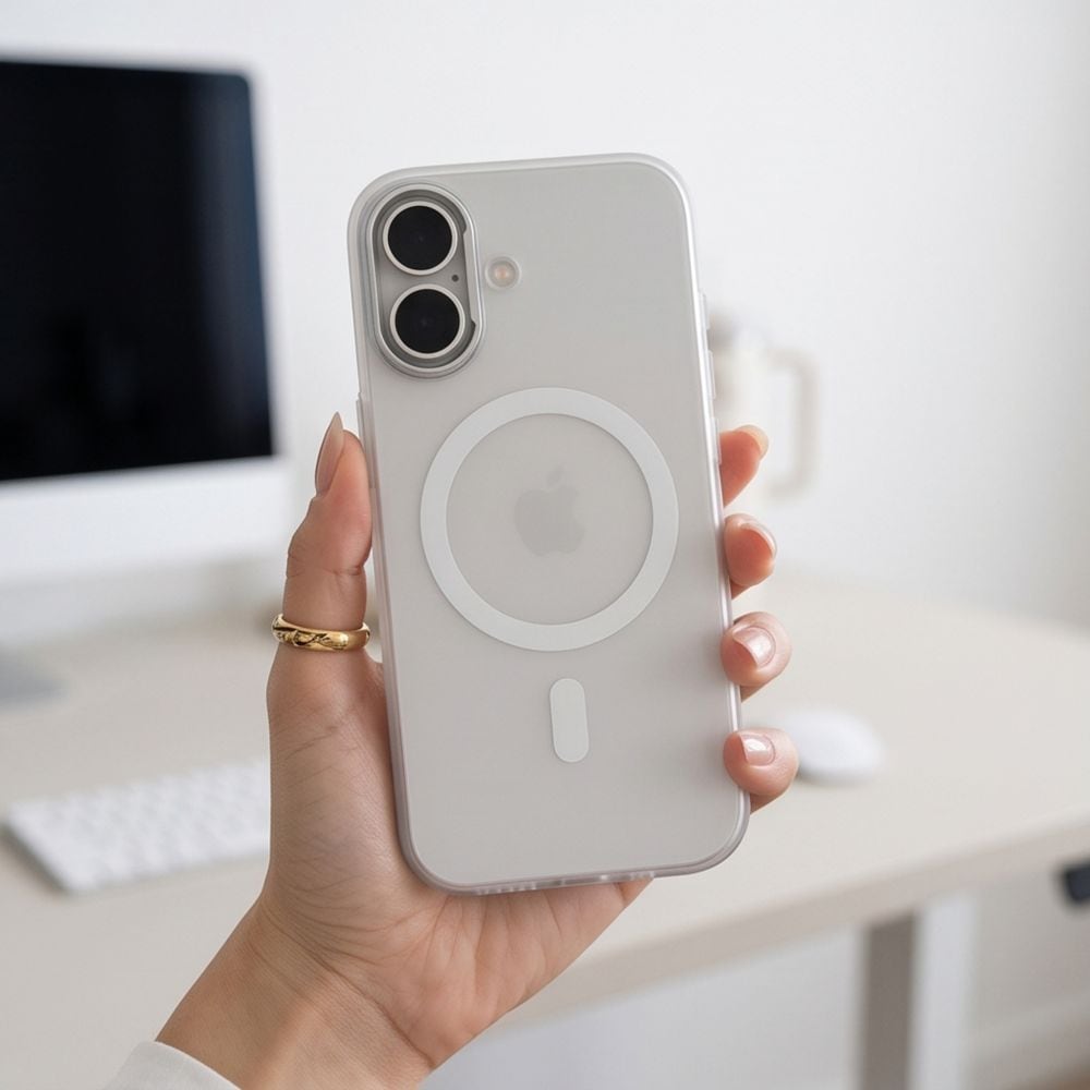 Tech-Protect MagZero MagSafe-etui til iPhone 17 – matt hvit