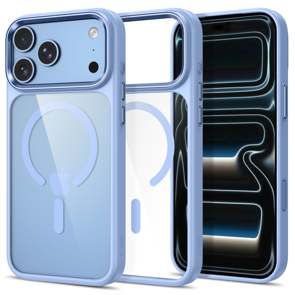 Tech-Protect Magmat Magsafe CC-etui til iPhone 17 Pro Max / 18 Pro Max – gjennomsiktig lyseblå