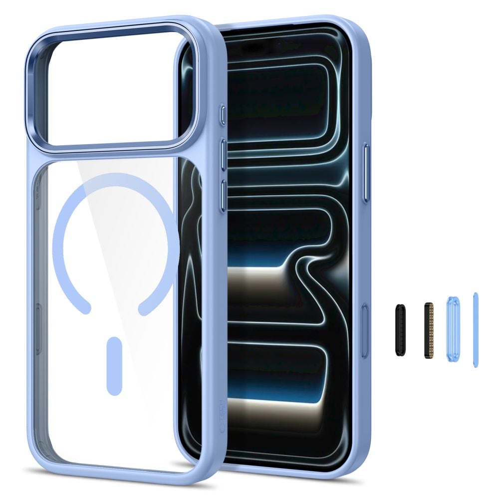 Tech-Protect Magmat Magsafe CC-etui til iPhone 17 Pro Max / 18 Pro Max – gjennomsiktig lyseblå