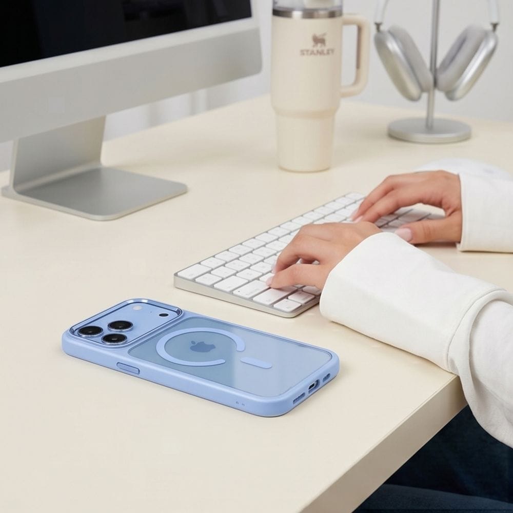Tech-Protect Magmat Magsafe CC-etui til iPhone 17 Pro Max / 18 Pro Max – gjennomsiktig lyseblå