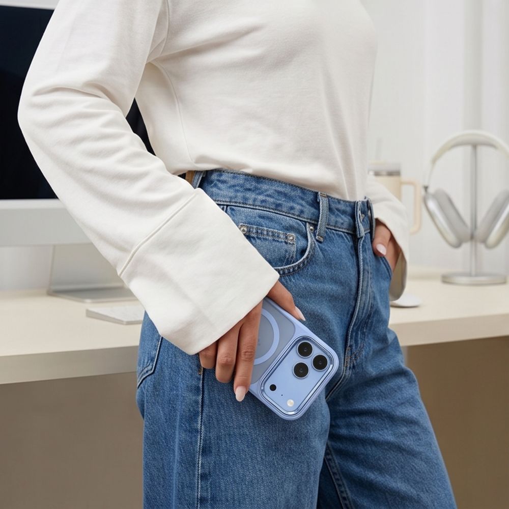 Tech-Protect Magmat Magsafe CC-etui til iPhone 17 Pro Max / 18 Pro Max – gjennomsiktig lyseblå