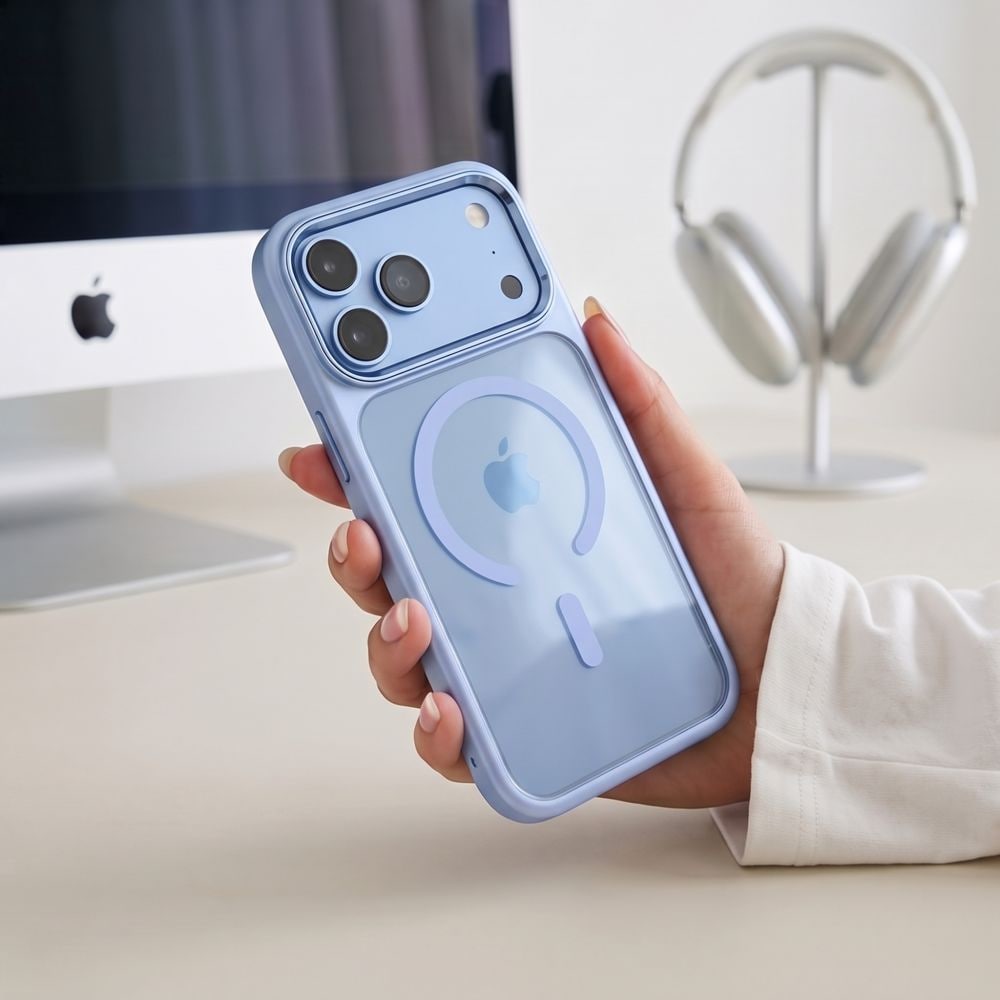 Tech-Protect Magmat Magsafe CC-etui til iPhone 17 Pro Max / 18 Pro Max – gjennomsiktig lyseblå