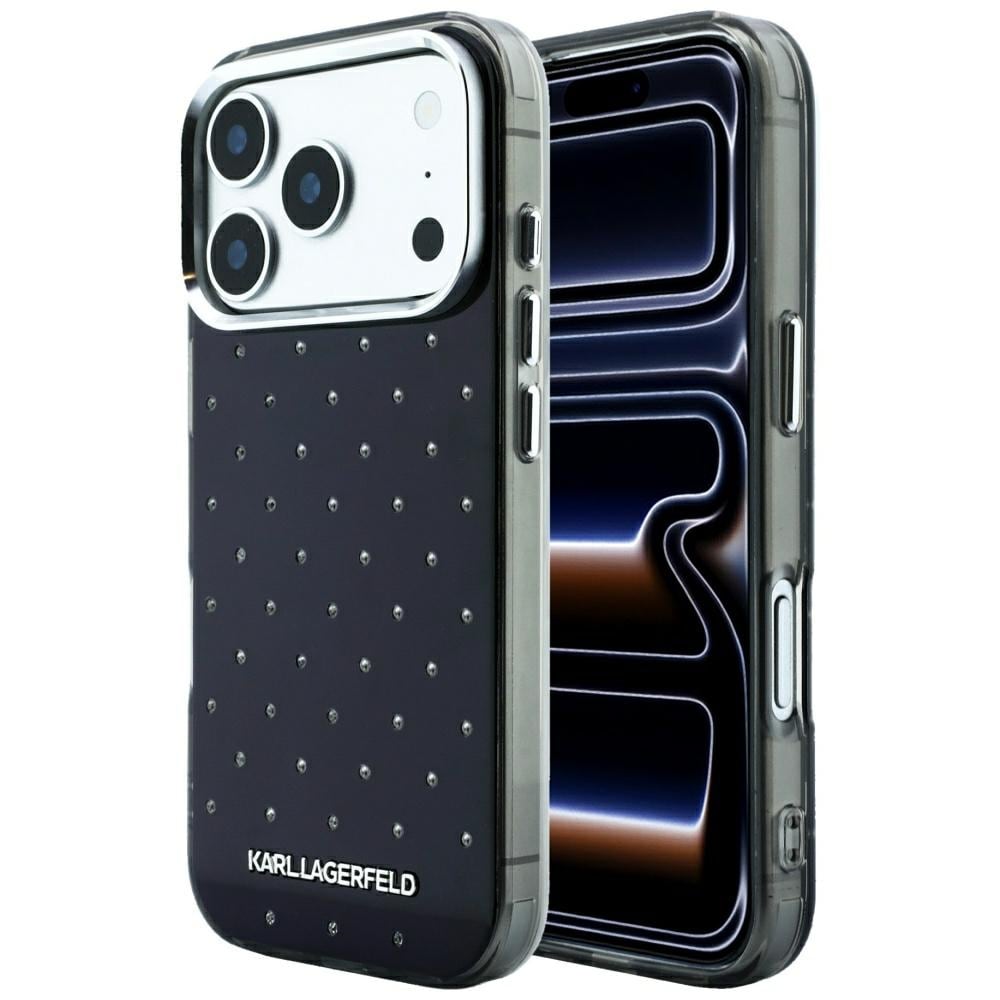 Karl Lagerfeld IML-etui med strass og galvanisert logo til iPhone 17 Pro / 18 Pro – svart