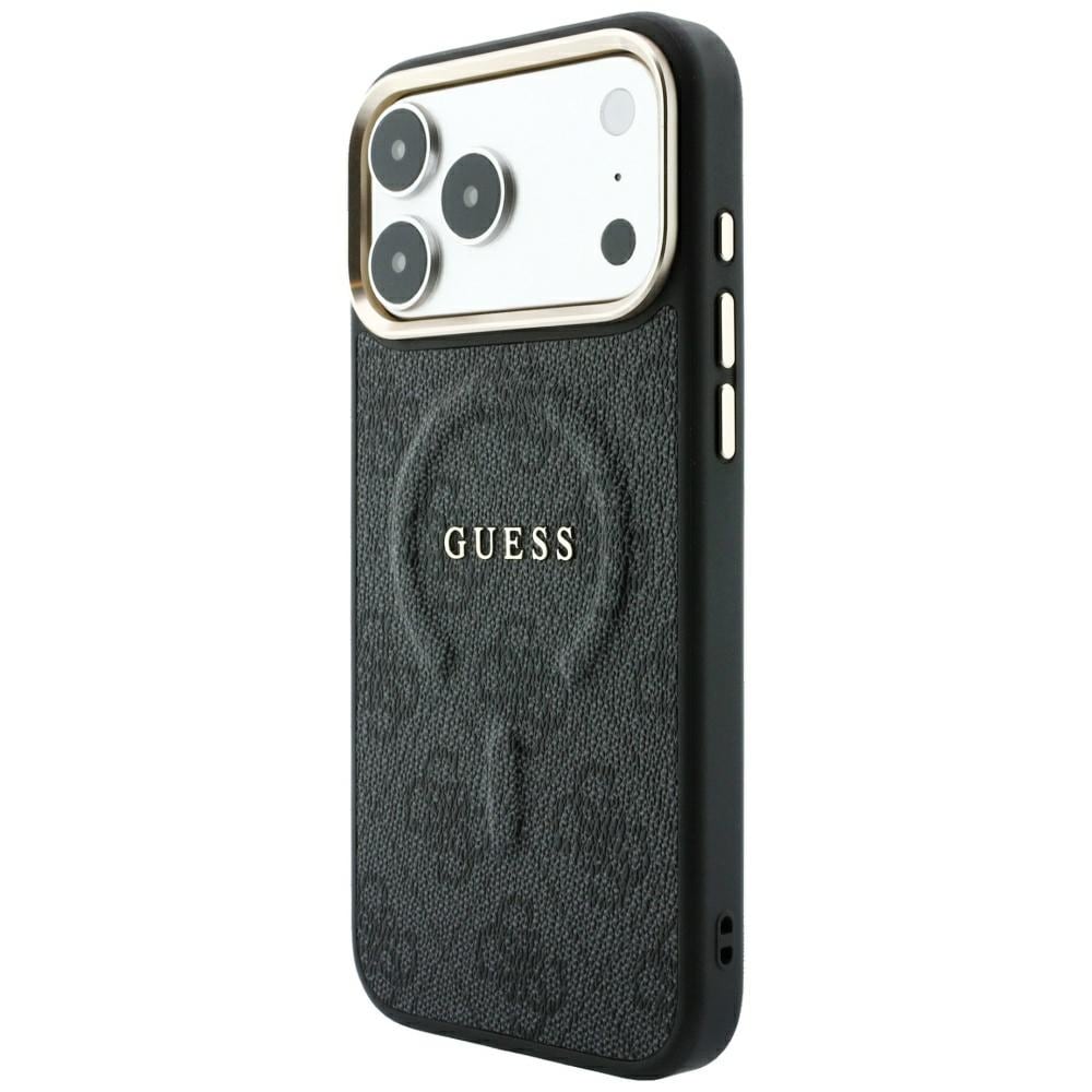 Guess 4G Classic MagSafe-etui med pregmønster til iPhone 17 Pro / 18 Pro – svart