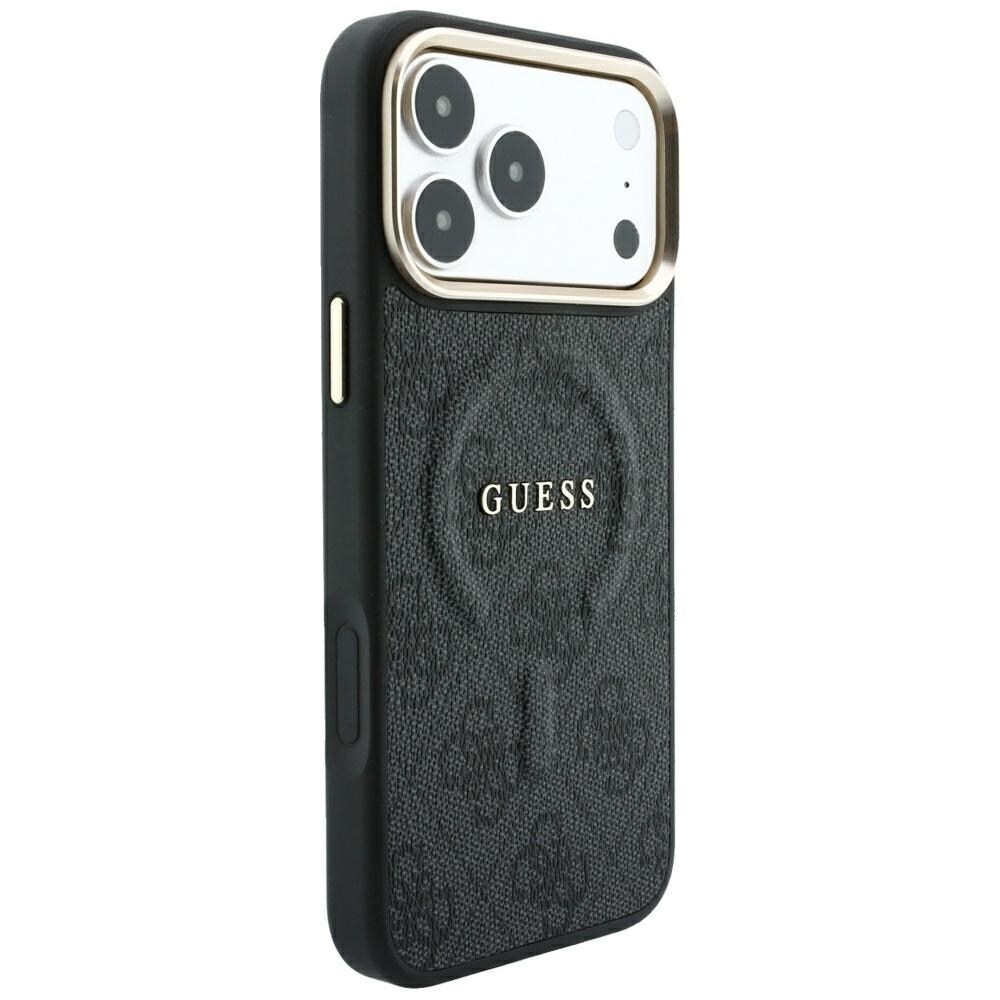 Guess 4G Classic MagSafe-etui med pregmønster til iPhone 17 Pro / 18 Pro – svart