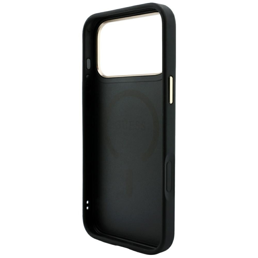 Guess 4G Classic MagSafe-etui med pregmønster til iPhone 17 Pro / 18 Pro – svart