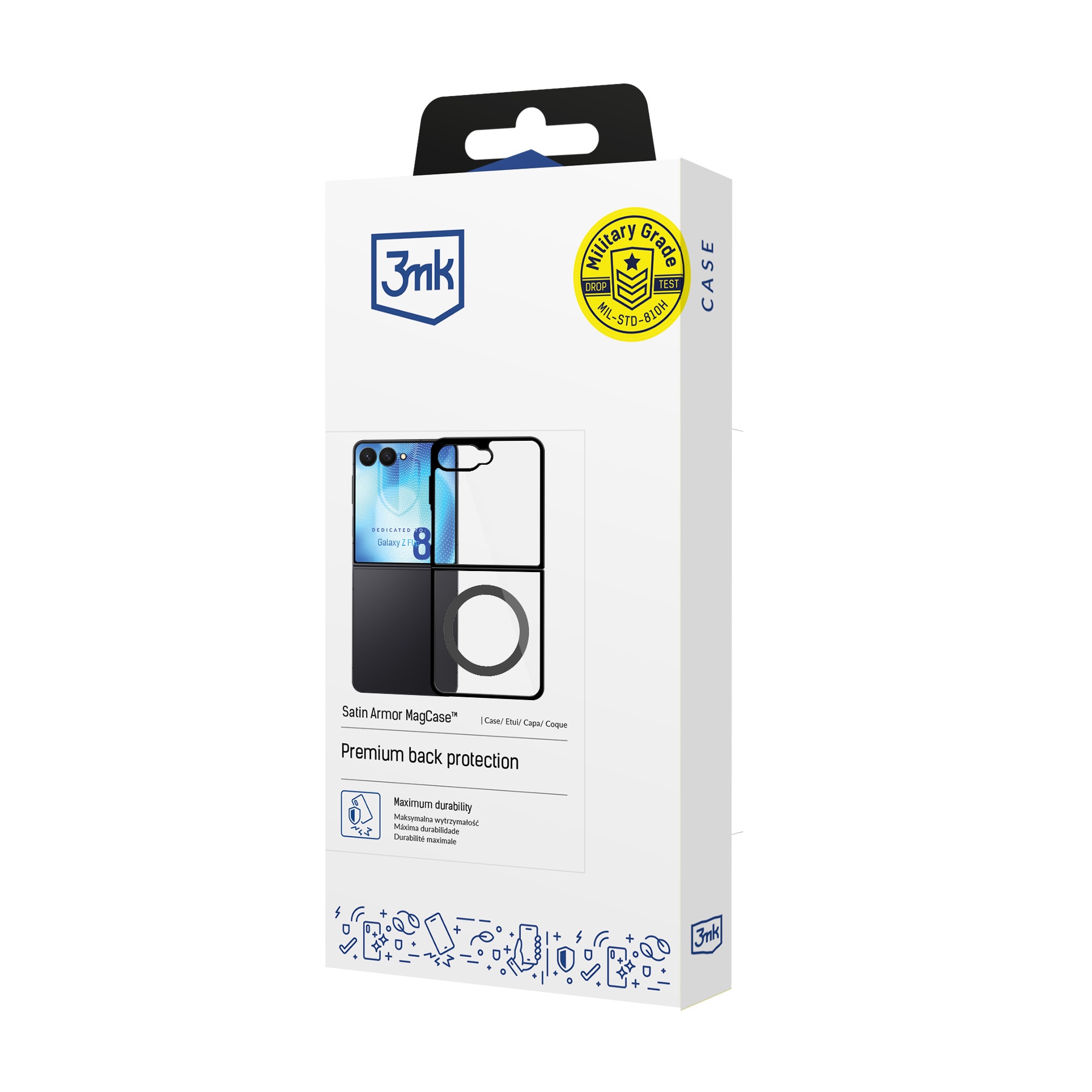 3mk Satin Armor Case+ Flip til Samsung Galaxy Z Flip 8 – gjennomsiktig