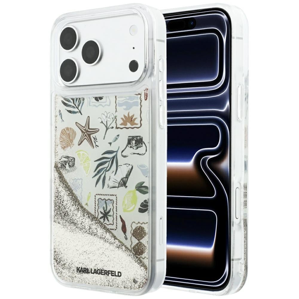Karl Lagerfeld Liquid Glitter Beach & Sand-etui til iPhone 17 Pro Max / 18 Pro Max – beige
