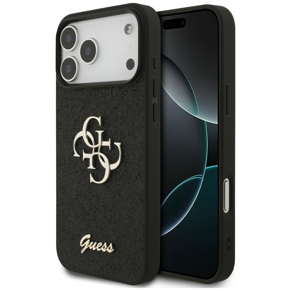 Guess Fixed Glitter Big 4G-etui til iPhone 17 Pro Max / 18 Pro Max – svart