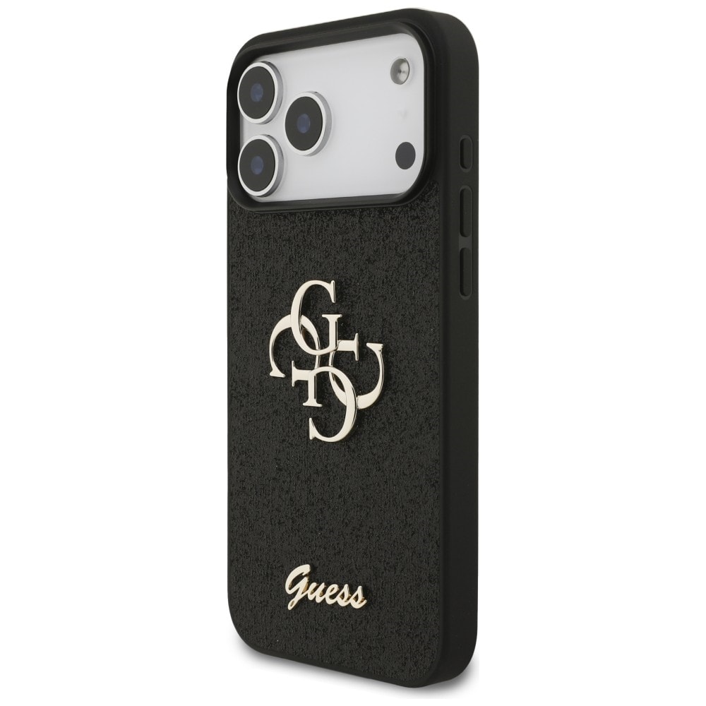 Guess Fixed Glitter Big 4G-etui til iPhone 17 Pro Max / 18 Pro Max – svart