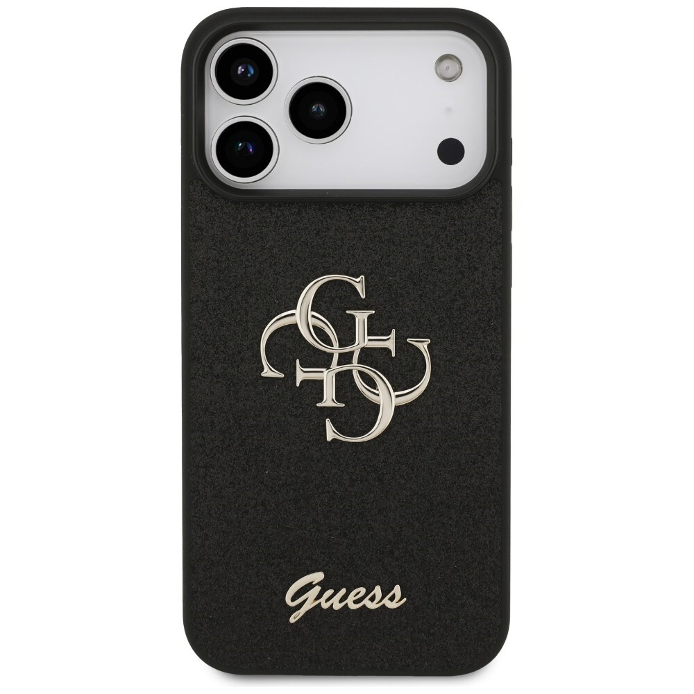Guess Fixed Glitter Big 4G-etui til iPhone 17 Pro Max / 18 Pro Max – svart