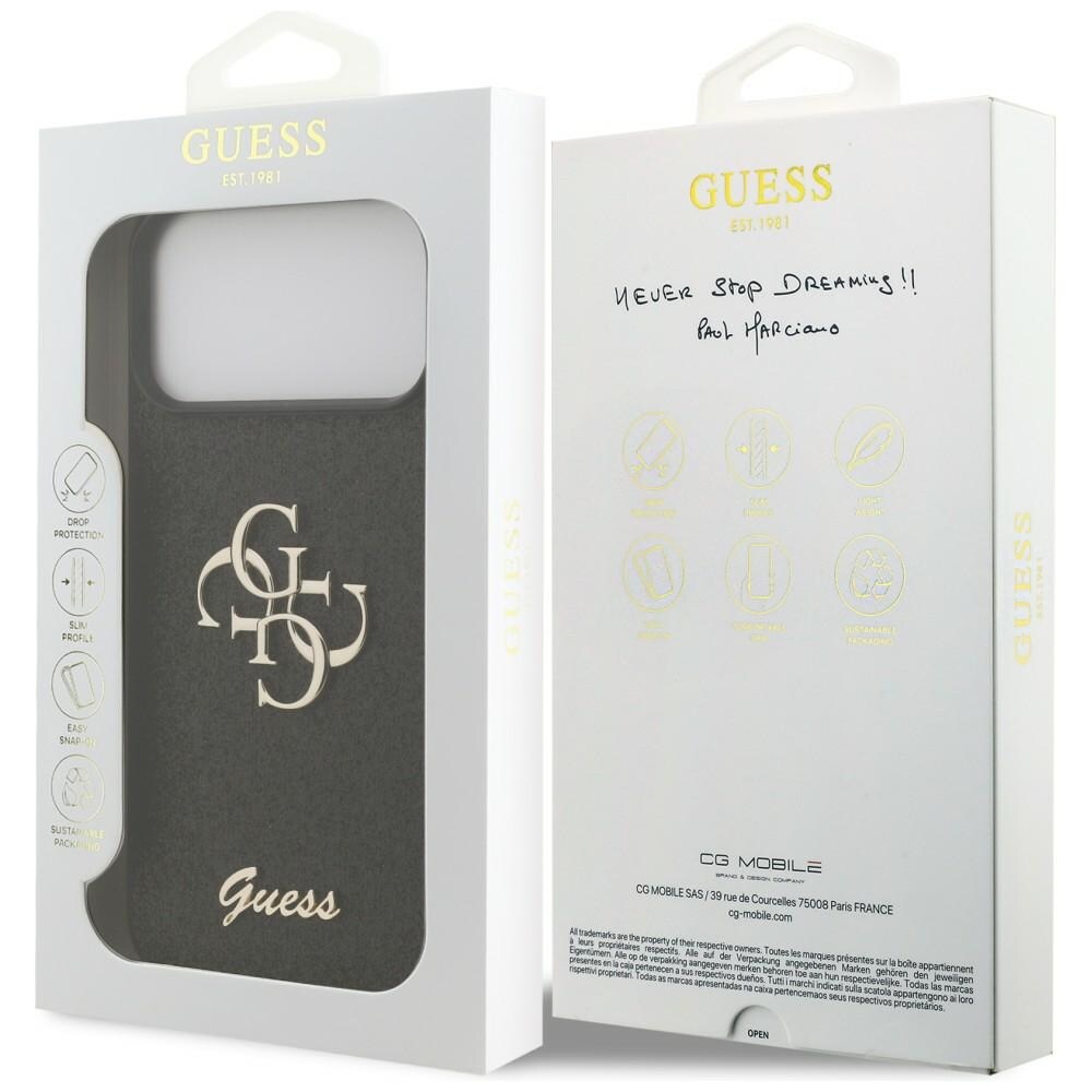 Guess Fixed Glitter Big 4G-etui til iPhone 17 Pro Max / 18 Pro Max – svart