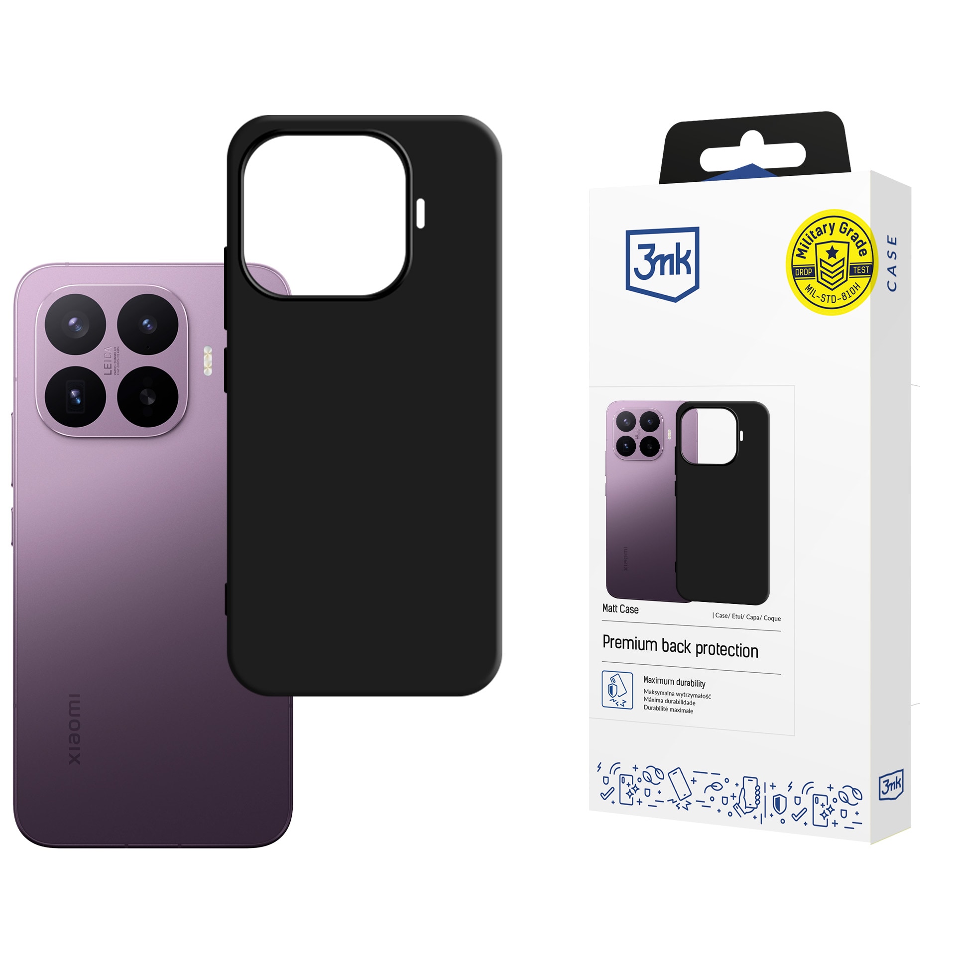3mk matt etui til Xiaomi 17T Pro – svart