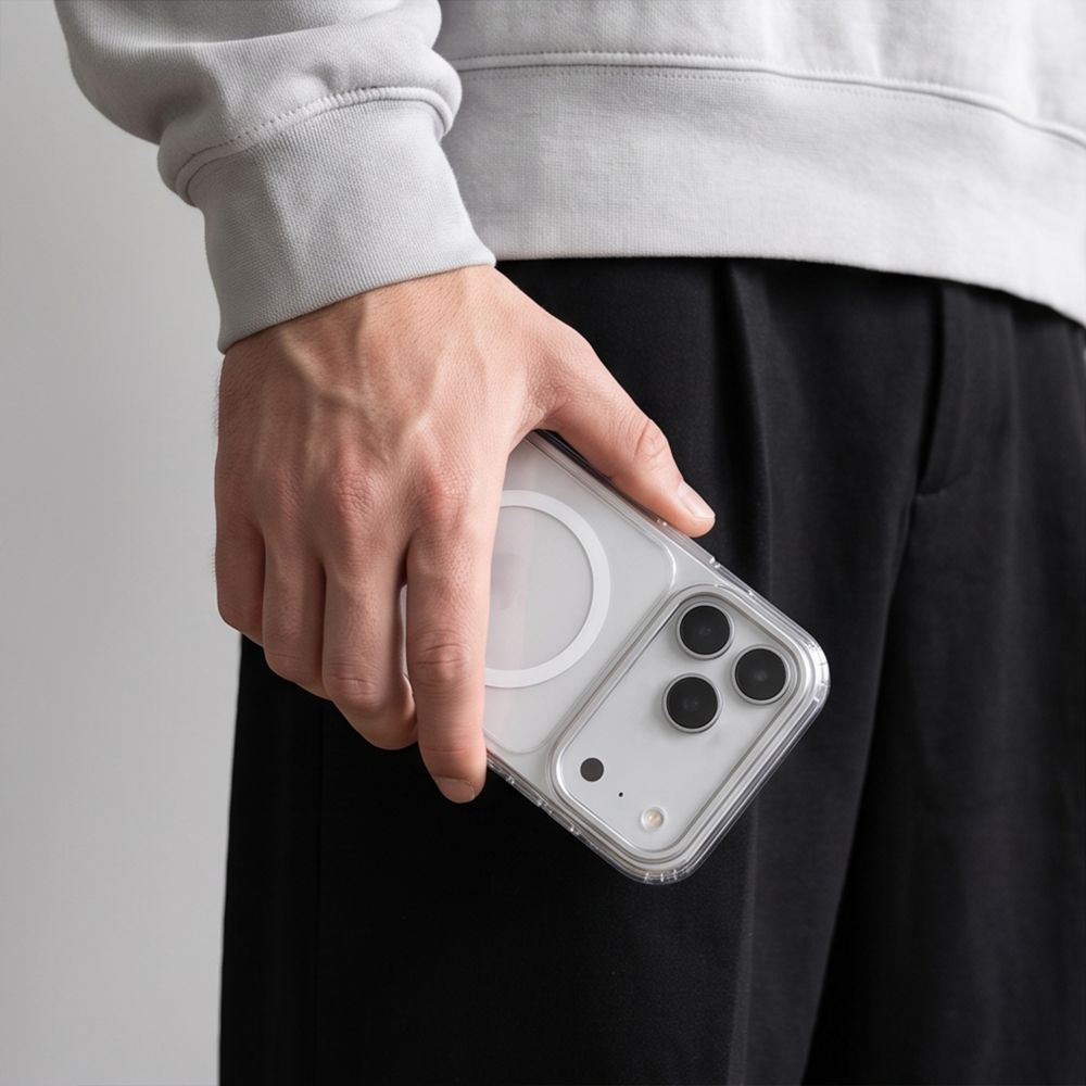 Tech-Protect MagStand MagSafe CC-etui til iPhone 18 Pro Max / 17 Pro Max – gjennomsiktig
