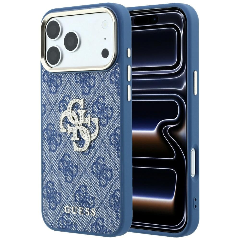 Guess 4G & Big Strass-logo-etui til iPhone 18 Pro / 17 Pro – Blå