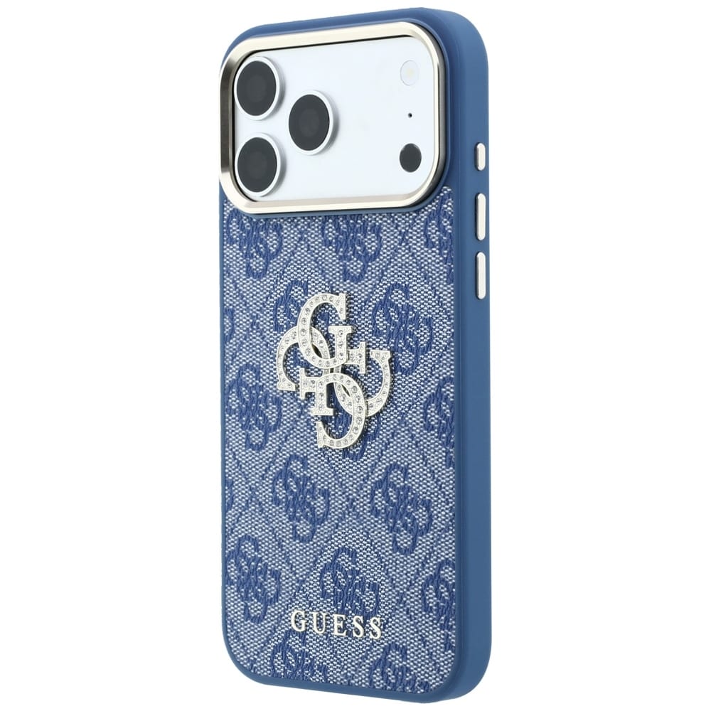 Guess 4G & Big Strass-logo-etui til iPhone 18 Pro / 17 Pro – Blå