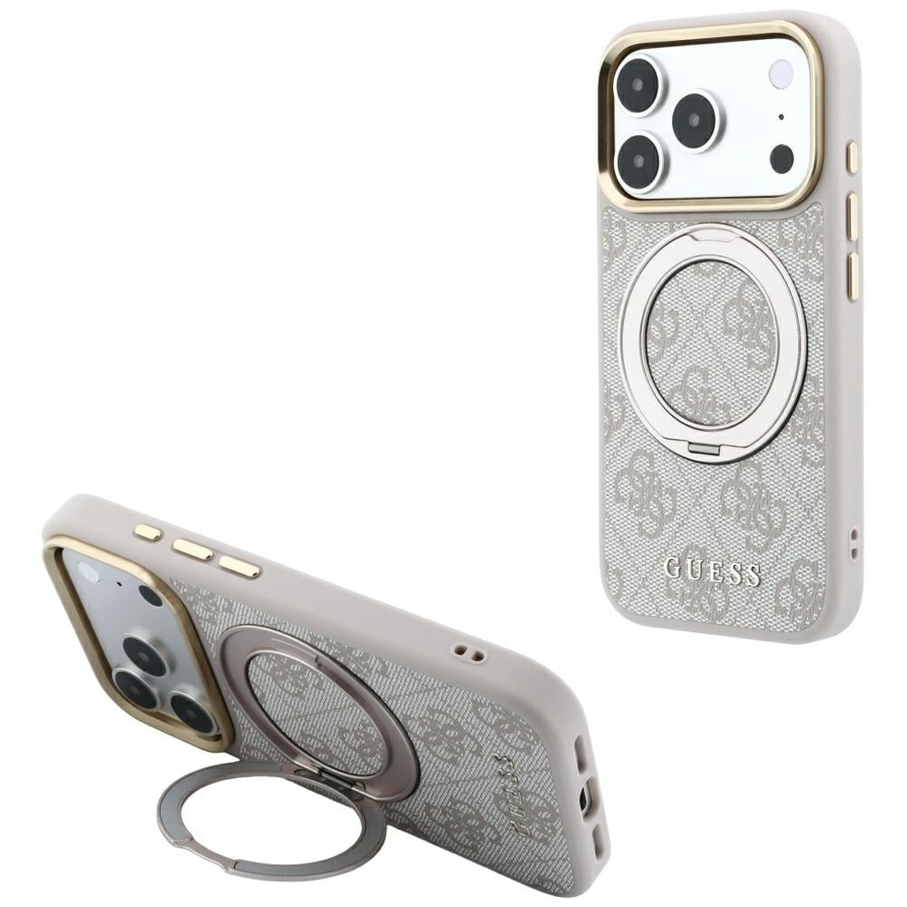 Guess Ring Stand 360 4G Classic Logo MagSafe-etui til iPhone 17 Pro Max / 18 Pro Max – Rosa