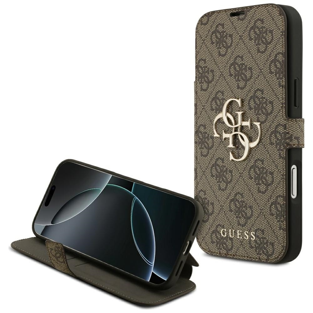 Guess Book 4G metalllogo-etui til iPhone 18 Pro Max / 17 Pro Max – brun