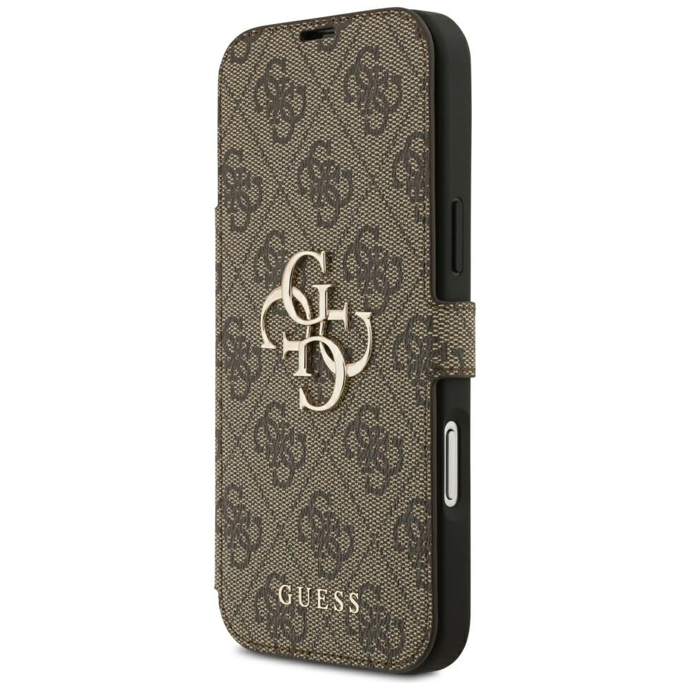 Guess Book 4G metalllogo-etui til iPhone 18 Pro Max / 17 Pro Max – brun