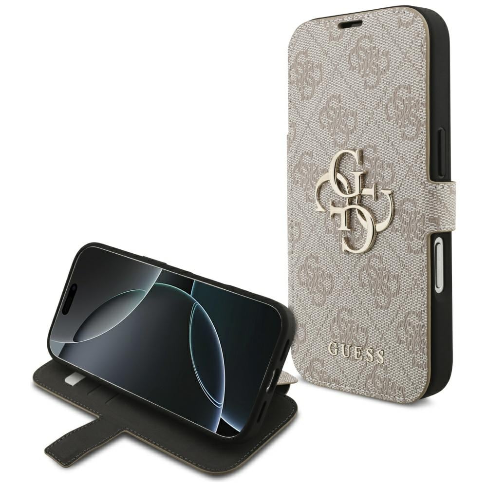 Guess Book 4G metall-logodesignet etui til iPhone 18 Pro / 17 Pro – rosa