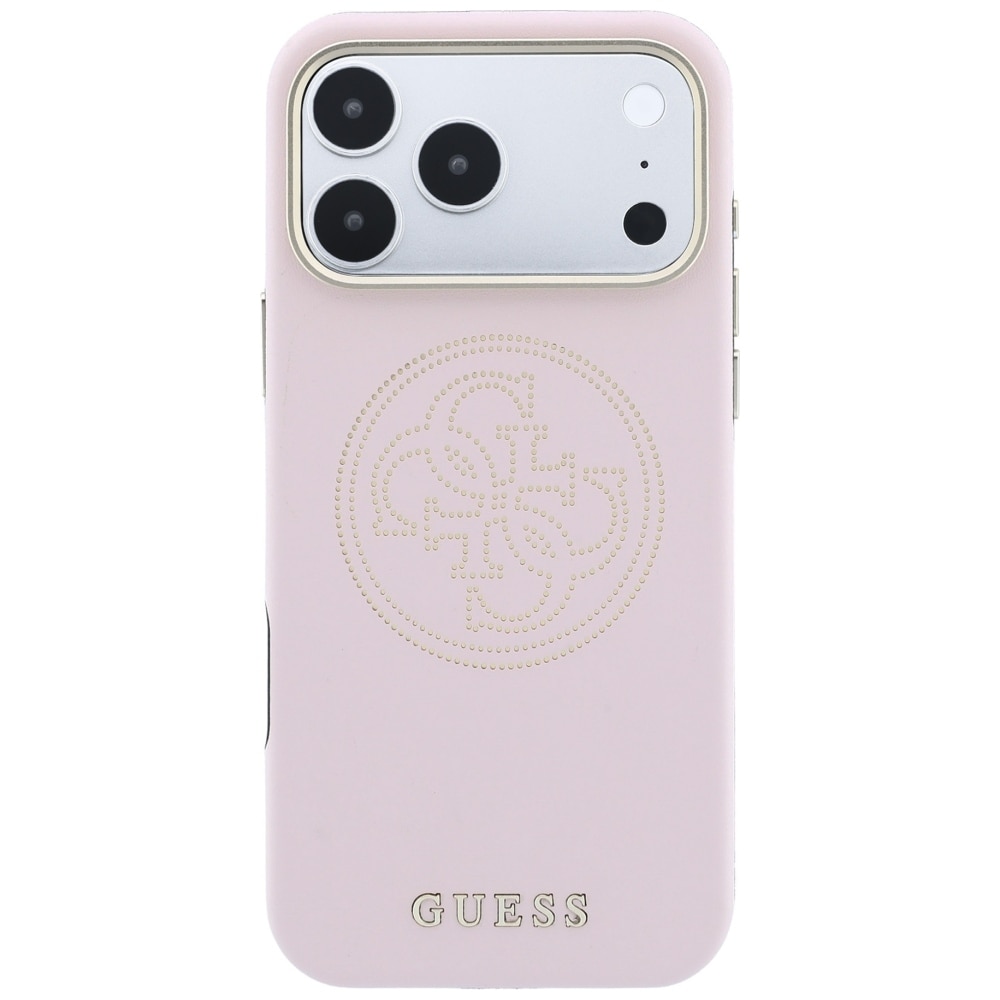 Guess perforert 4G-Magsafe-etui med gulllogo til iPhone 17 Pro / 18 Pro – rosa