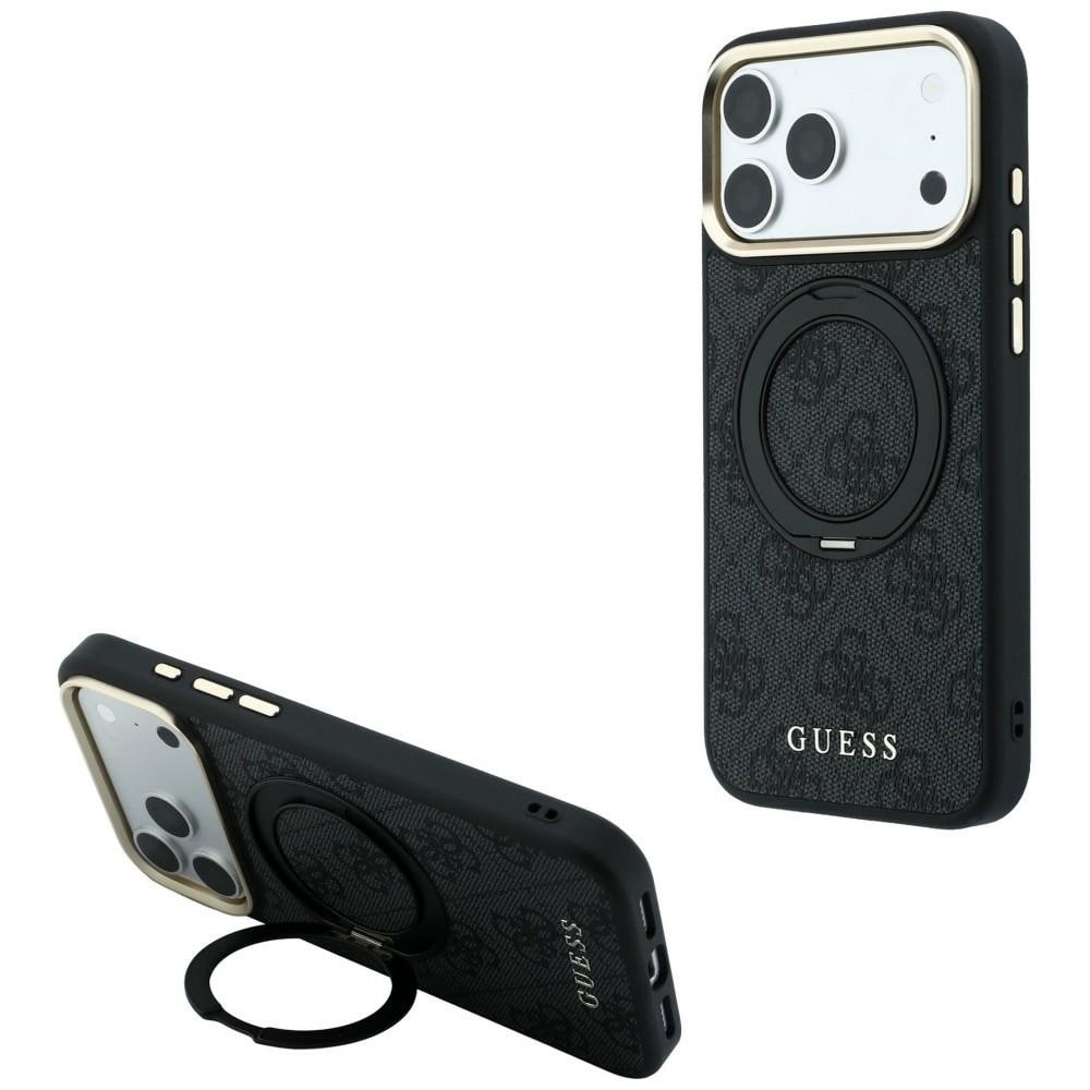Guess Ring Stand 360 4G Classic Logo MagSafe-etui til iPhone 17 Pro / 18 Pro – svart