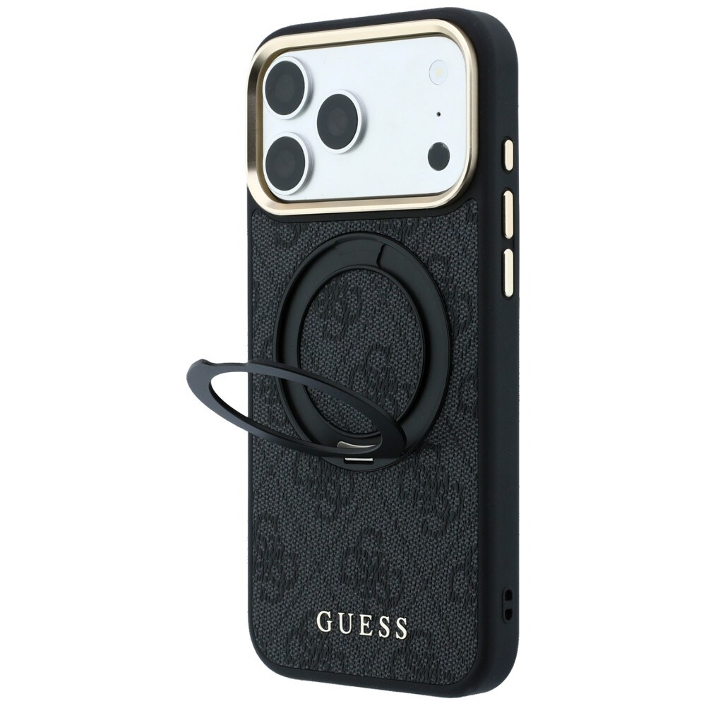 Guess Ring Stand 360 4G Classic Logo MagSafe-etui til iPhone 17 Pro / 18 Pro – svart