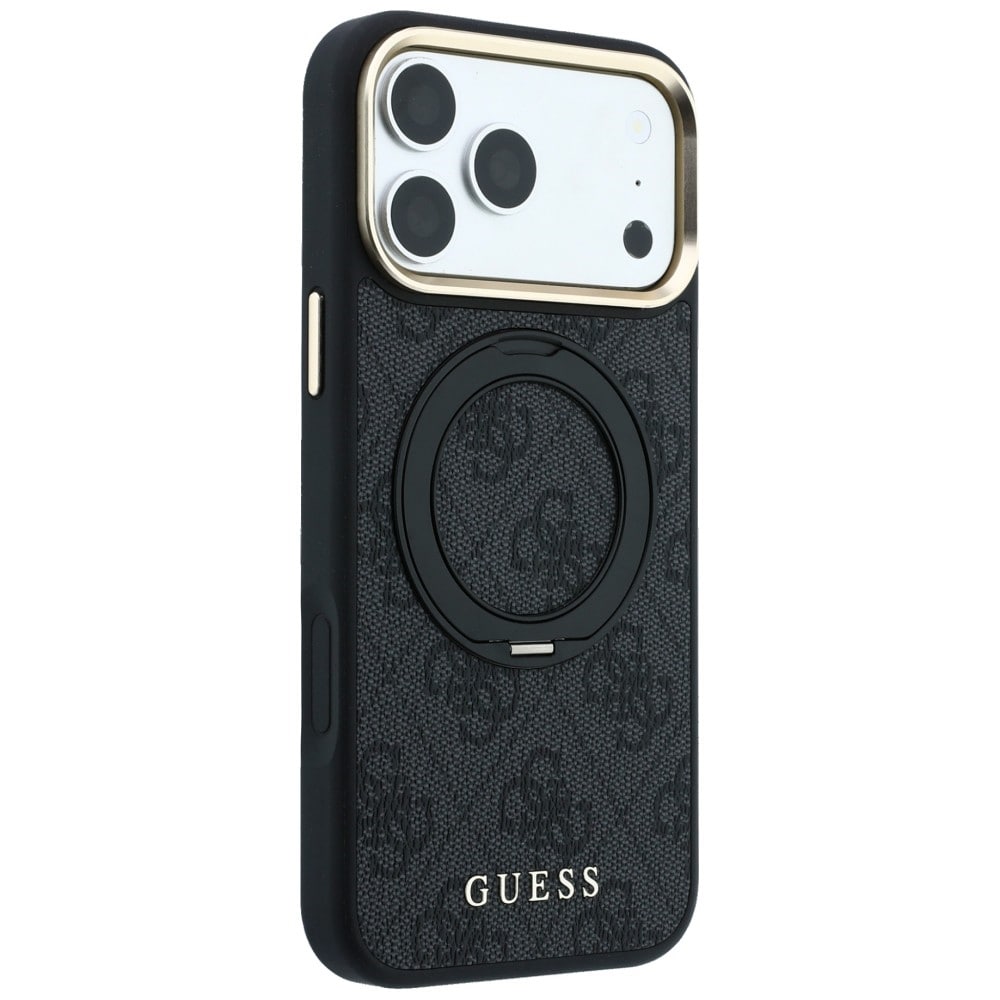 Guess Ring Stand 360 4G Classic Logo MagSafe-etui til iPhone 17 Pro / 18 Pro – svart