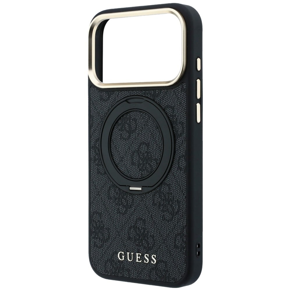 Guess Ring Stand 360 4G Classic Logo MagSafe-etui til iPhone 17 Pro / 18 Pro – svart