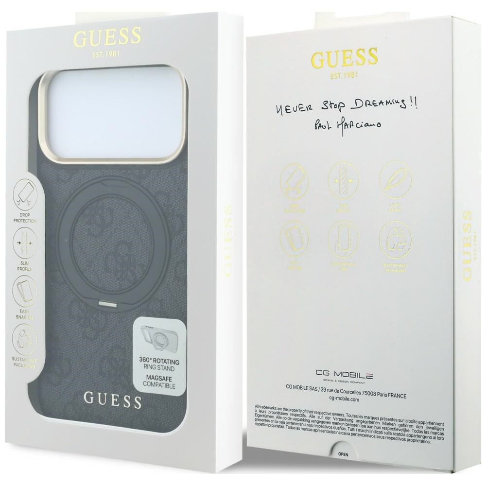 Guess Ring Stand 360 4G Classic Logo MagSafe-etui til iPhone 17 Pro / 18 Pro – svart