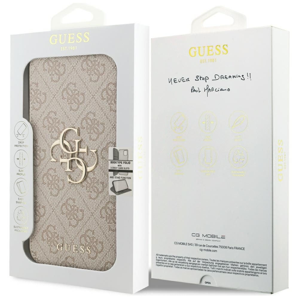 Guess Book 4G metalllogo-etui til iPhone 18 Pro Max / 17 Pro Max – rosa