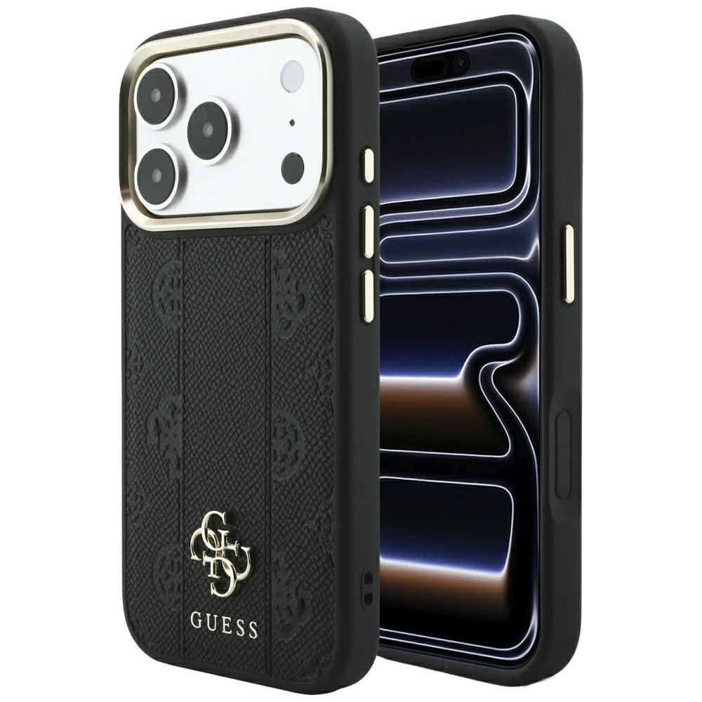 Guess Stripe Peony 4G Logo MagSafe-etui til iPhone 17 Pro Max / 18 Pro Max – svart