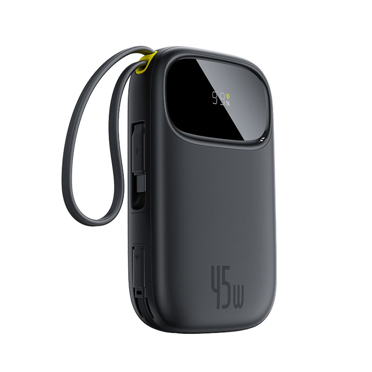 Baseus EnerFill FC31 QPow3 10 000 mAh 45 W powerbank m/display og 2 innebygde USB-C-kabler – svart