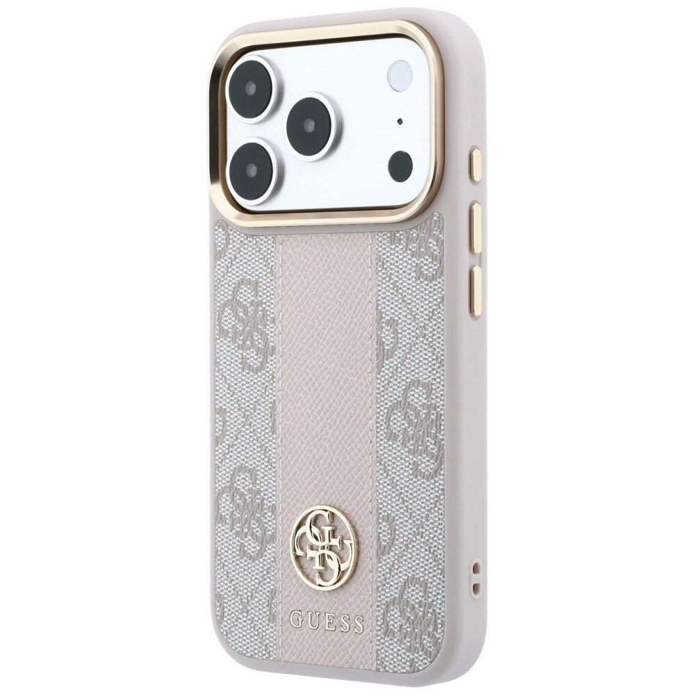 Guess 4G med Stripe-logoer (runde og Classic) – MagSafe-etui til iPhone 17/18 Pro Max – Rosa