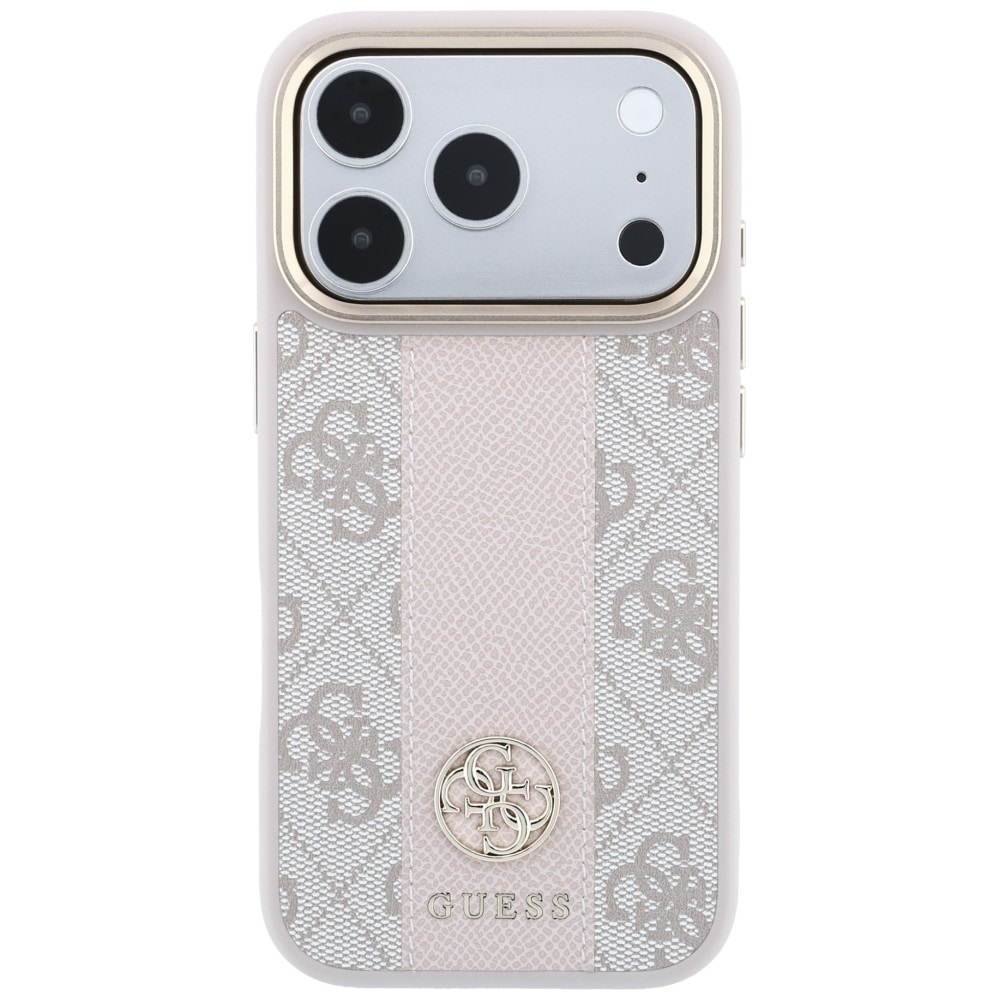 Guess 4G med Stripe-logoer (runde og Classic) – MagSafe-etui til iPhone 17/18 Pro Max – Rosa
